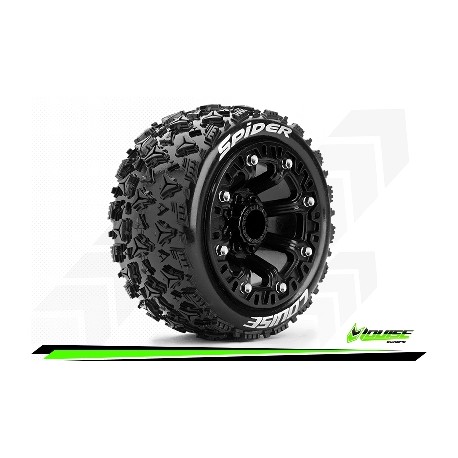 Louise RC - ST-SPIDER - Set de pneus Truck 1-16 - Monter - Sport - Jantes 2.2 Noir - Hexagone 12mm - L-T3200SB