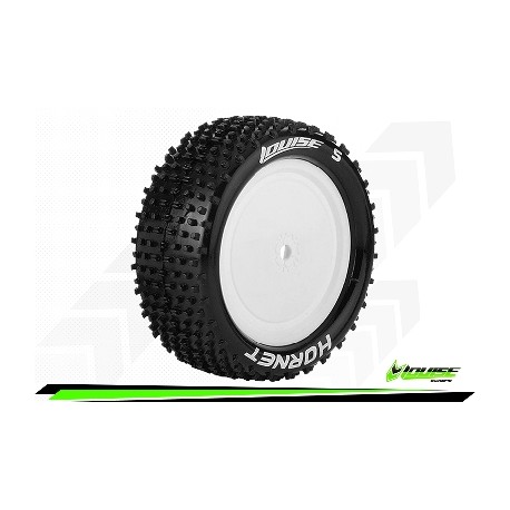 Louise RC - E-HORNET - Set de pneus Buggy 1-10 - Monter - Soft - Jantes Pleine Blanc - Hexagone 12mm - 4WD - Avant - L-T3170SWKF