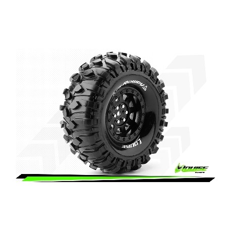 Louise RC - CR-ROWDY - Set de pneus Crawler 1-10 - Monter - Super Soft - Jantes 1.9 Noir - Hexagone 12mm - L-T3233VB