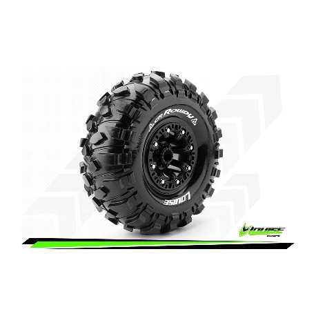 Louise RC - CR-ROWDY - Set de pneus Crawler 1-10 - Monter - Super Soft - Jantes 2.2 Noir - Hexagone 12mm - L-T3238VB