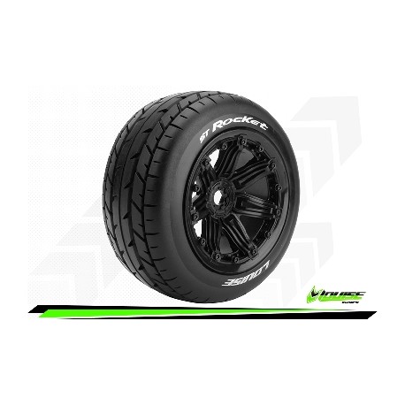 Louise RC - ST-ROCKET - 1-8 Stadium Truck Tire Set - Monter - Sport - Jantes type Bead 3.8 Noir - Hexagone 17mm - L-T3286B