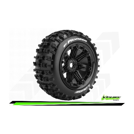 Louise RC - ST-PIONEER - 1-8 Stadium Truck Tire Set - Monter - Sport - Jantes type Bead 3.8 Noir - Hexagone 17mm - L-T3287B