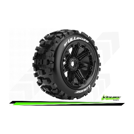 Louise RC - ST-ULLDOZE - 1-8 Stadium Truck Tire Set - Monter - Sport - Jantes type Bead 3.8 Noir - Hexagone 17mm - L-T3288B