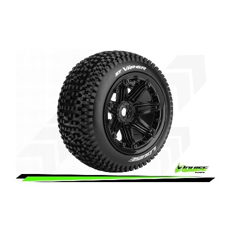 Louise RC - ST-VIPER - 1-8 Stadium Truck Tire Set - Monter - Sport - Jantes type Bead 3.8 Noir - Hexagone 17mm - L-T3289B