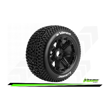 Louise RC - B-VIPER - Set de pneus Buggy 1-5 - Monter - Sport - Jantes Bead-Lock Noir - Hexagone 24mm - Arr. - L-T3245B