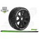 Louise RC - MFT - GT-TARMAC - Set de pneus Buggy 1-8 - Monter - Soft - Jantes a Batons Noir - Hexagone 17mm - L-T3285SB