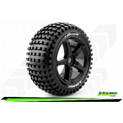 Louise RC - T-ROCK - Set de pneus Truggy 1-8 - Monter - Soft - Jantes a Batons Noir - 0-Offset - Hexagone 17mm - L-T3251SB