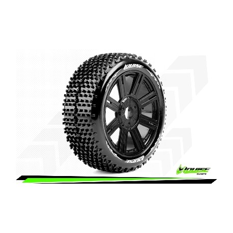 Louise RC - B-HORNET - Set de pneus Buggy 1-8 - Monter - Soft - Jantes a Batons Noir - Hexagone 17mm - L-T3150SB