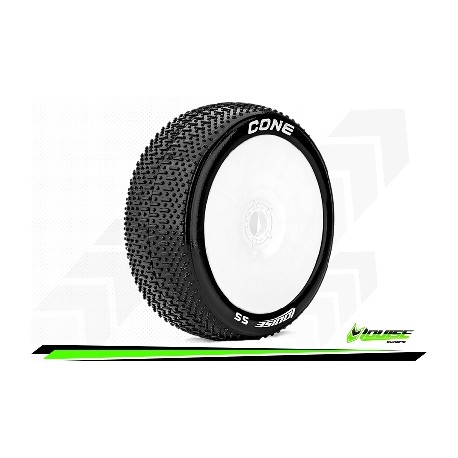 Louise RC - B-CONE - Set de pneus Buggy 1-8 - Monter - Super Soft - Jantes Pleine Blanc - Hexagone 17mm - L-T3192VW
