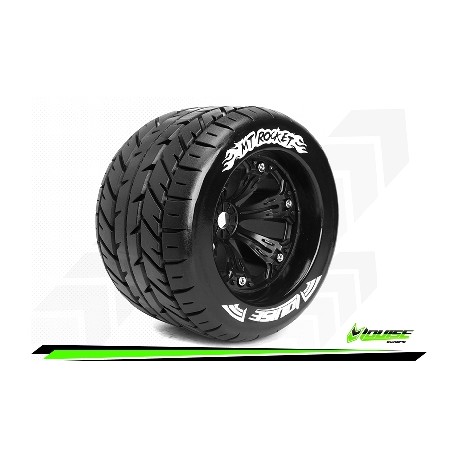 Louise RC - MT-ROCKET - Set de pneus Monster Truck 1-8 - Monter - Sport - Jantes 3.8 Noir - 1/2-Offset - Hexagone 17mm