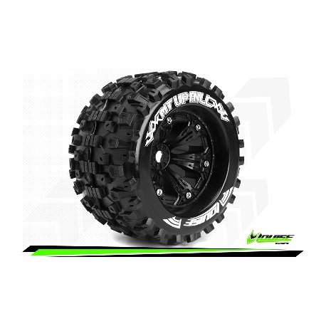 Louise RC - MT-UPHILL - Set de pneus Monster Truck 1-8 - Monter - Sport - Jantes 3.8 Noir - 1/2-Offset - Hexagone 17mm