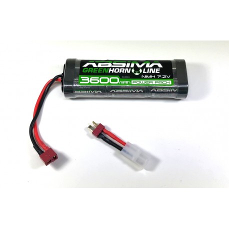 Absima NiMH Stick Pack 7.2V 3600 (T-Plug + Tamiya Adaptor)