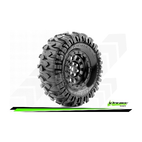 CR-ROWDY - Class 1 - 1-10 Crawler Tire Set - Mounted - Super Soft - Black 1.9 Wheels - Hex 12mm - L-