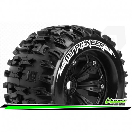 LR-T3218B Louise RC - MT-PIONEER - Set de pneus Monster Truck 1-8 - Monter - Sport - Jantes 3.8 Noir