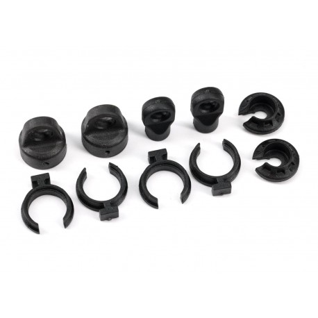 Shock cap (2)/ spring perch (2)/ rod end (2)/ spring preload spacer (4)
