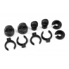 Shock cap (2)/ spring perch (2)/ rod end (2)/ spring preload spacer (4)
