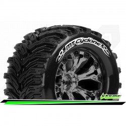 Louise RC - MT-CYCLONE - 1-10 Monster Truck Tire Set - Mounted - Soft - Black Chrome 2.8 Wheels - Hex 14mm - L-T3226SBCM