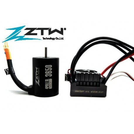 ZTW Variateur électronique COMBO1 /10 - Brushless - Beast SL 60A G2 - Motor 3650 3450KV