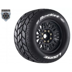 Louise RC - MFT - ST-ROCKET - 1-8 Stadium Truck Tire Set - Mounted - Sport - Black Wheels - Removable 0 & 1/2 OFFSET HEX 17mm
