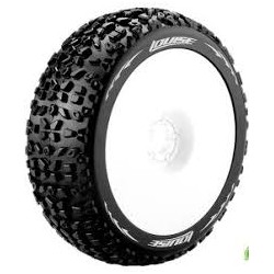 Louise RC - B-MAZINGER - Jeu de pneus Buggy 1/8 - Montés - Tendre - Jantes blanches - Hex 17mm - L-T3108SW