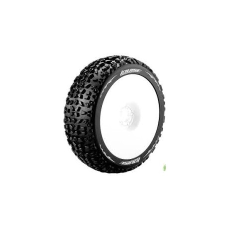 Louise RC - B-MAZINGER - Jeu de pneus Buggy 1/8 - Montés - Tendre - Jantes blanches - Hex 17mm - L-T3108SW