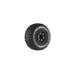 Louise RC - SC-UPHILL - 1-10 Short Course Tire Set - Mounted - Soft - Black Wheels - Removable 1-10 - L-T3223SB