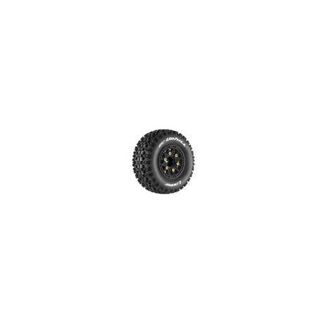 Louise RC - SC-UPHILL - 1-10 Short Course Tire Set - Mounted - Soft - Black Wheels - Removable 1-10 - L-T3223SB