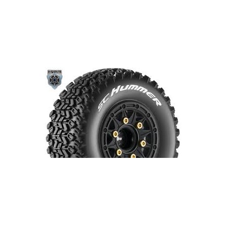 Louise RC - SC-HUMMER - Jeu de pneus Short Course 1/10 - Collés - Tendre - Jantes Noires - Hex SC amovible 1/10 - L-T3224SB
