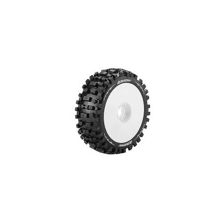Louise RC - B-ULLDOZE - 1-8 Buggy Tire Set - Mounted - Soft - White Wheels - Hex 17mm - L-T324SW